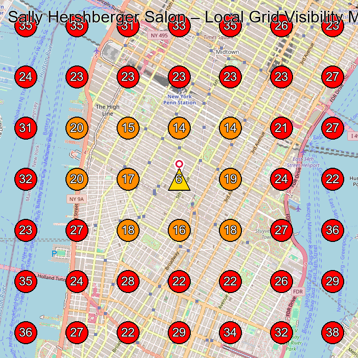 Sally Hershberger Salon GeoGrid visibility map for Beauty Salon in New York